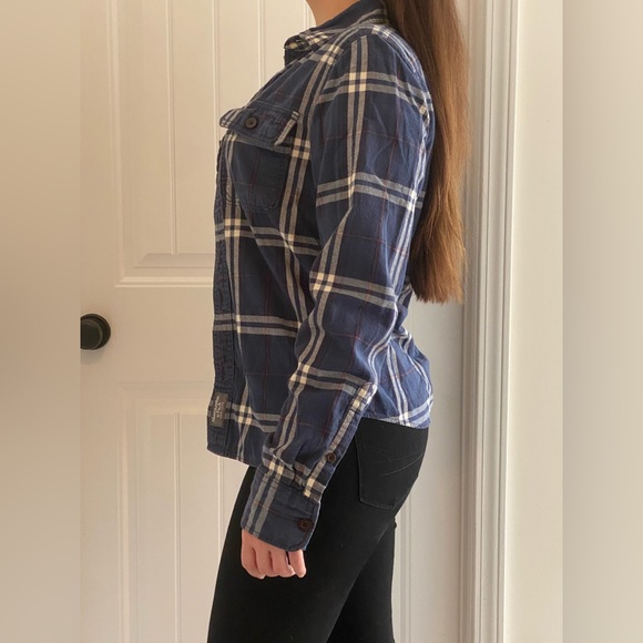 ABERCROMBIE & FITCH - Warm blue & white button down flannel shirt - Picture 4 of 5